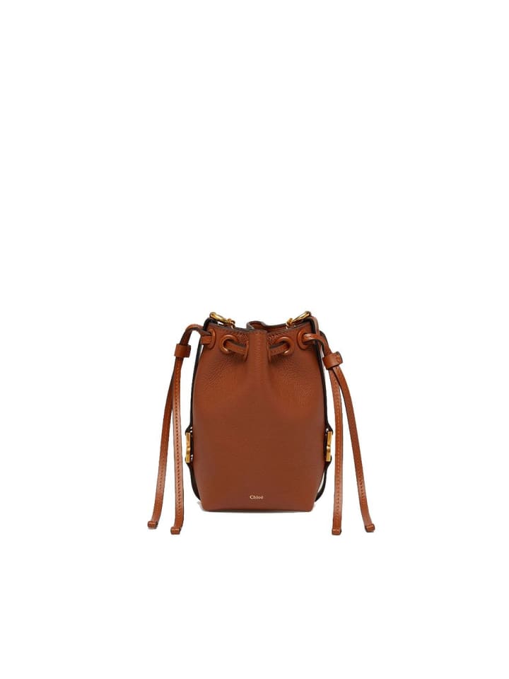 Braun Kalbsleder Bucket Tasche