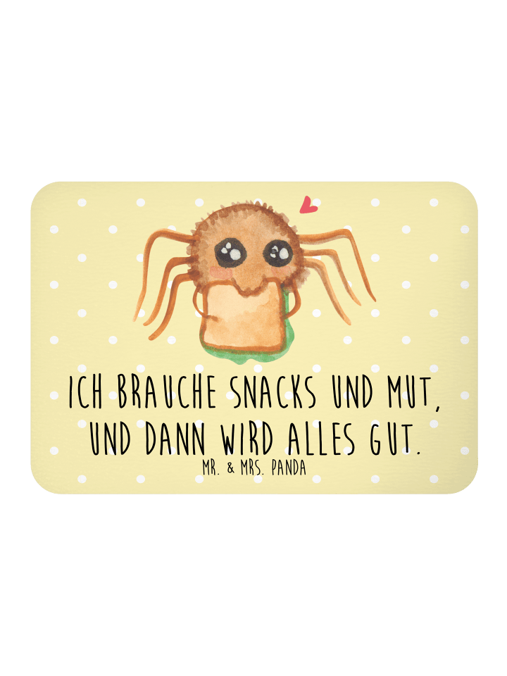 Pinnwand Magnet Spinne Agathe Sandwich mit Spruch in Gelb Pastell