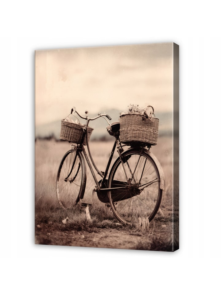 Leinwandbild Fahrrad in Beige