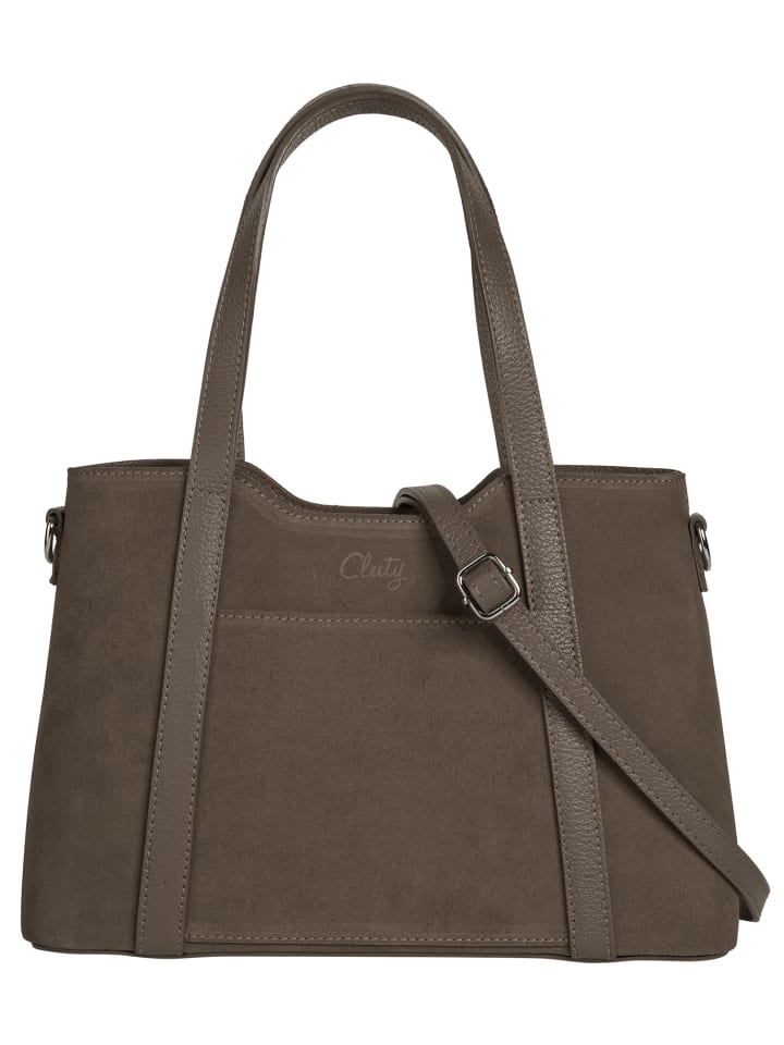 Handtasche echt Leder in grau
