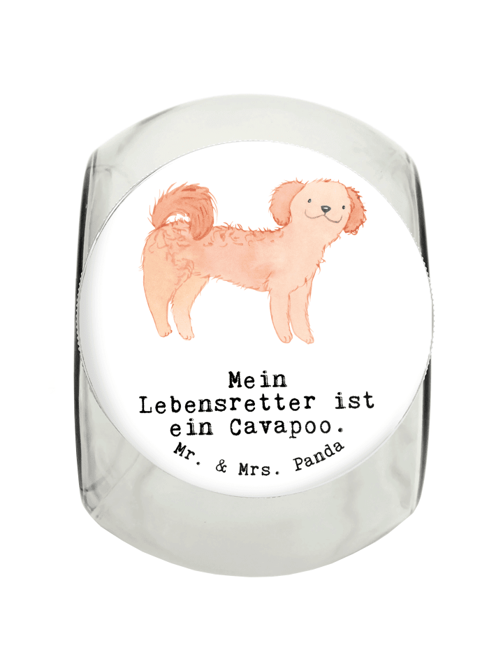 Leckerli Glas Cavapoo Lebensretter mit Spruch in Weiß
