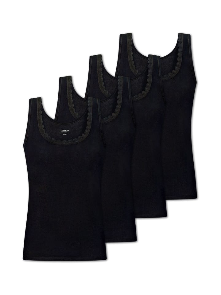 Unterhemd Cotton Lace in Schwarz