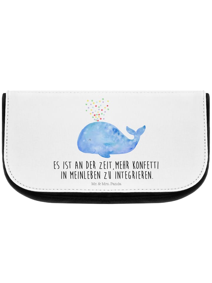 Kulturtäschchen Wal Konfetti mit Spruch in Weiß