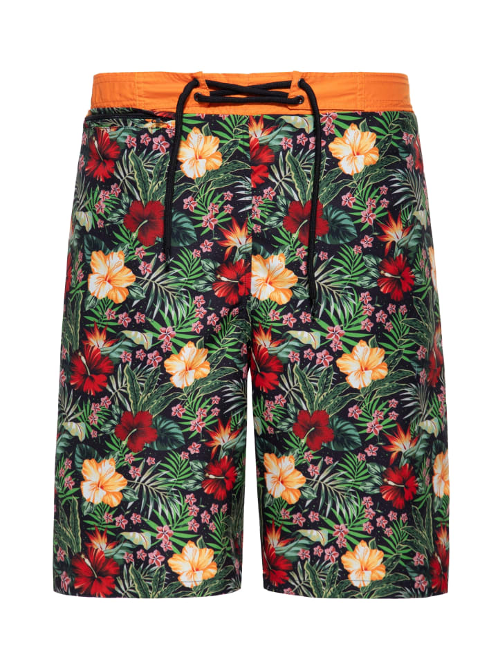 King Kerosin Badeshorts Hibiskus in mehrfarbig