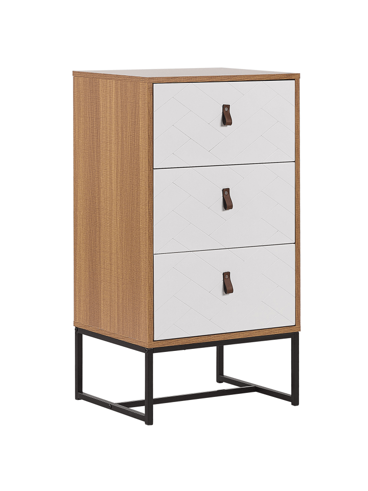 Kommode NUEVA in Weiß/Braun/Schwarz - (W) 49 x (H) 91 x (L) 38 cm