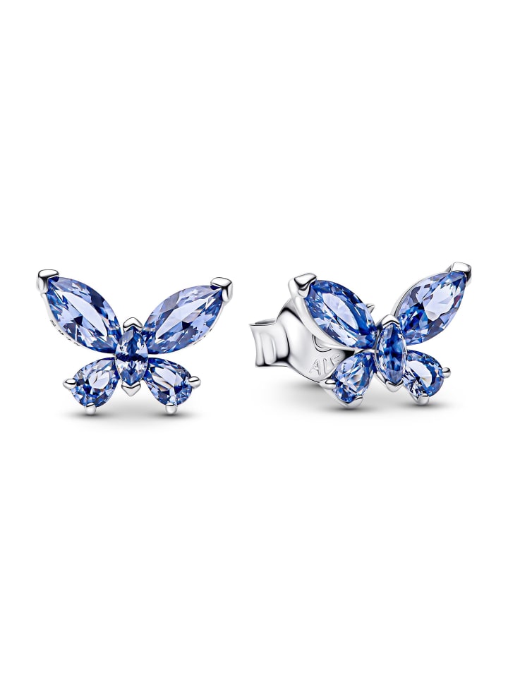 Damen-Ohrringe Silber Ohrstecker Schmetterling Blau