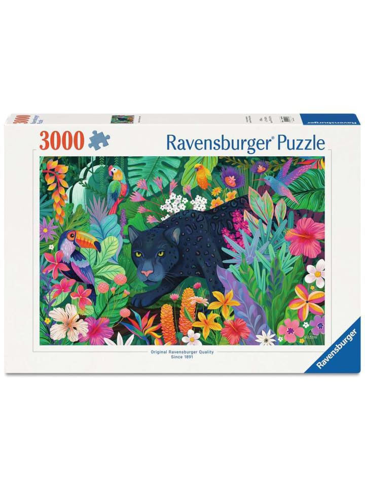 Ravensburger Puzzle 3.000 Teile Panther im blühenden Dschungel in bunt
