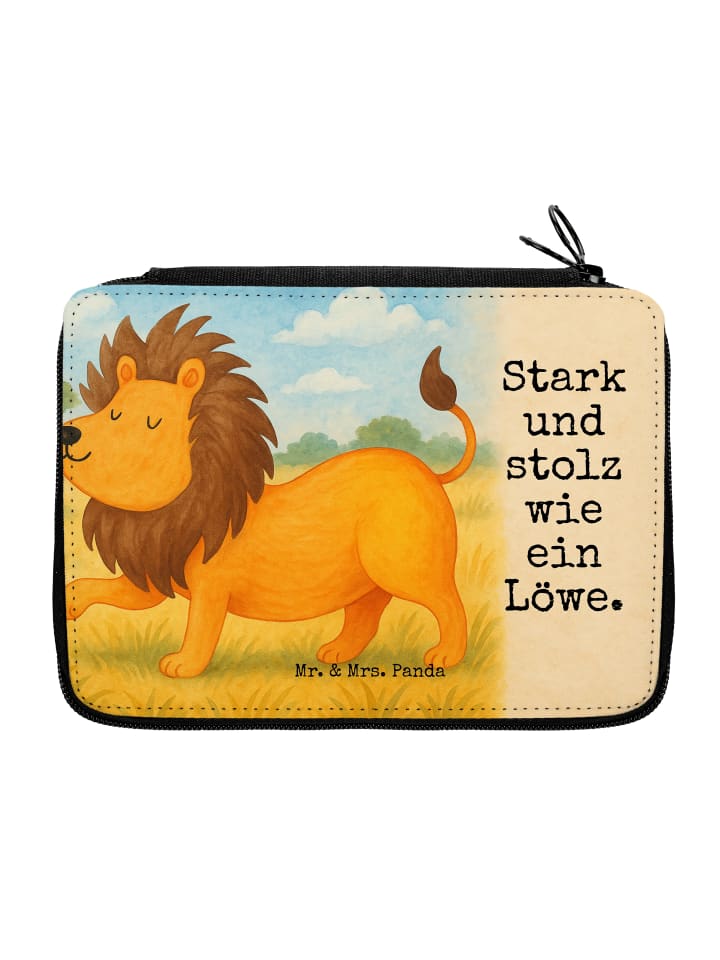 Federmappe Sternzeichen Löwe Design mit Spruch in Weiß