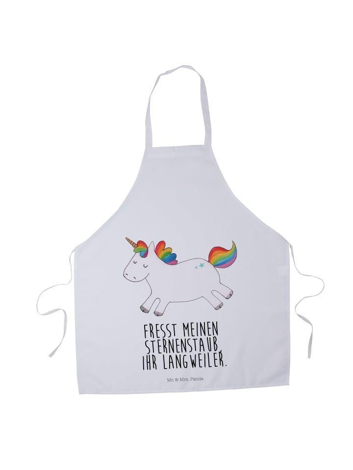Schürze Einhorn Happy mit Spruch in Weiß