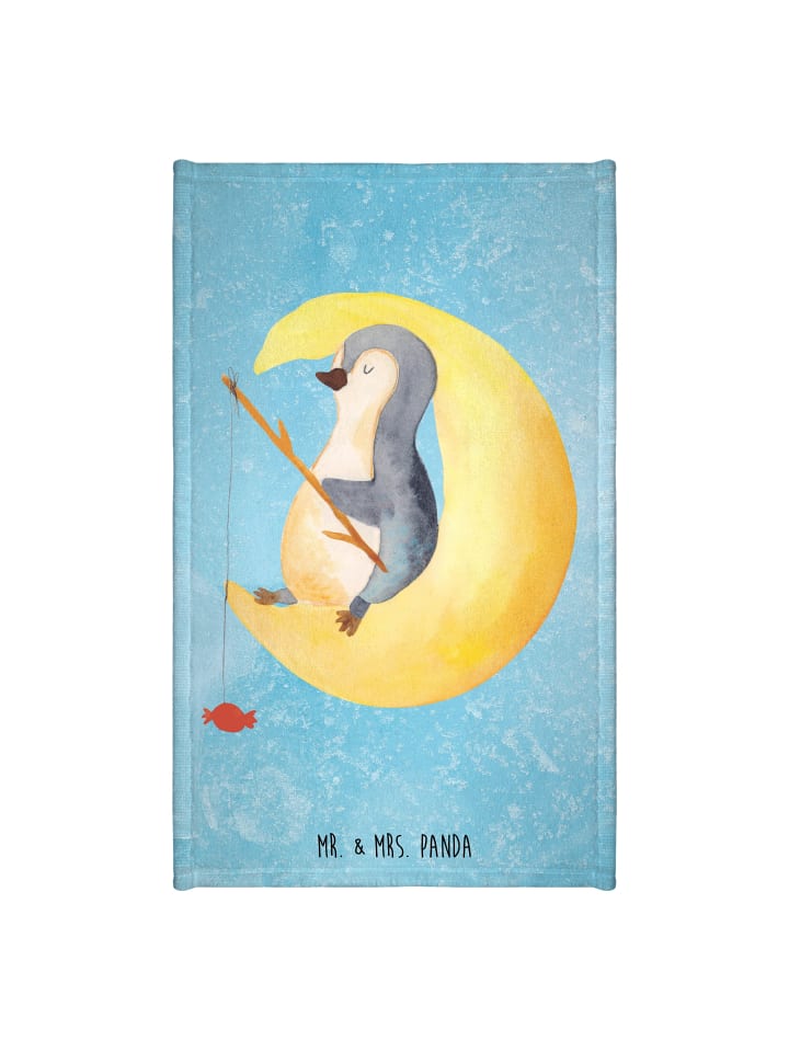 Handtuch Pinguin Mond ohne Spruch in Eisblau