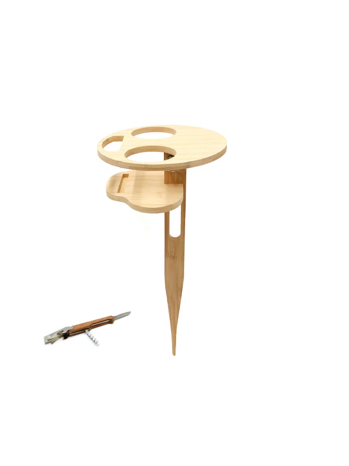 UNUS Bierhalter Aus Bambus - Klappbarer Biertisch Für Outdoor