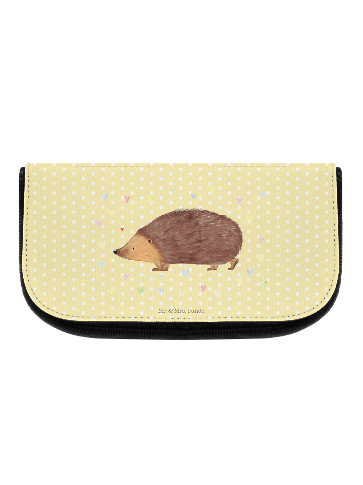 Kosmetiktäschchen Igel Herzen ohne Spruch in Gelb Pastell