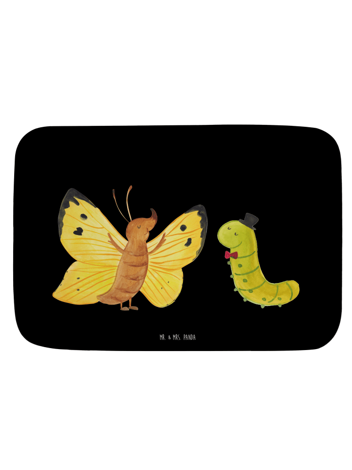 Badteppich Raupe Schmetterling ohne Spruch in Schwarz