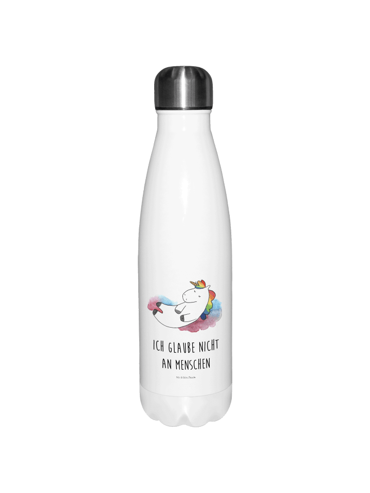 Trinkflasche Einhorn Wolke 7 mit Spruch in Weiß