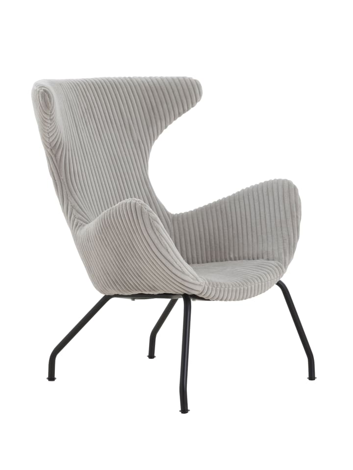 Relaxsessel mit stabilem Metallgestell im Skandi-Look und Texturstoff in Grau