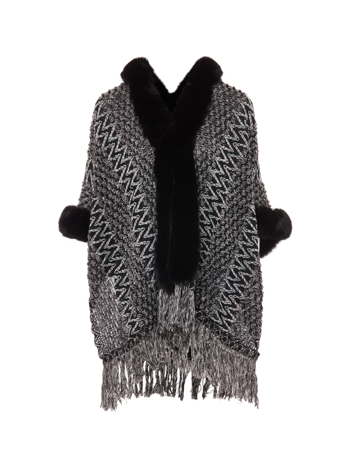 Damen Poncho in Schwarz