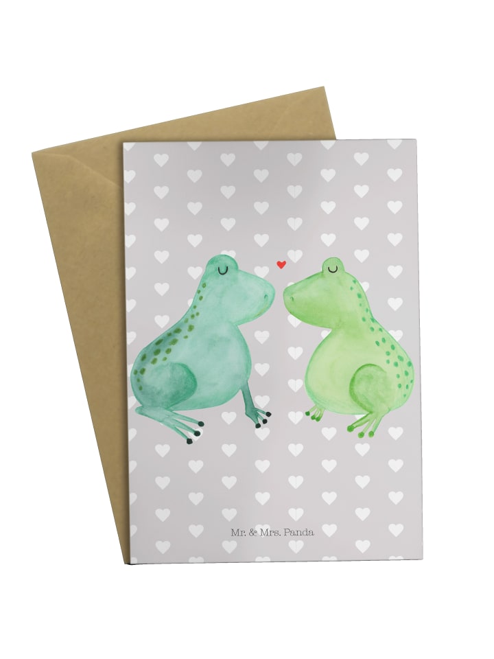 Grußkarte Frosch Liebe ohne Spruch in Grau Pastell