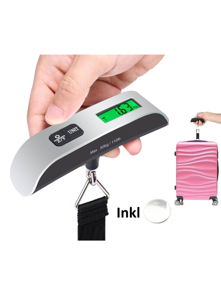 Digitale LCD-Kofferwaage inkl. Batterie Gepäckwaage 50Kg in Grau