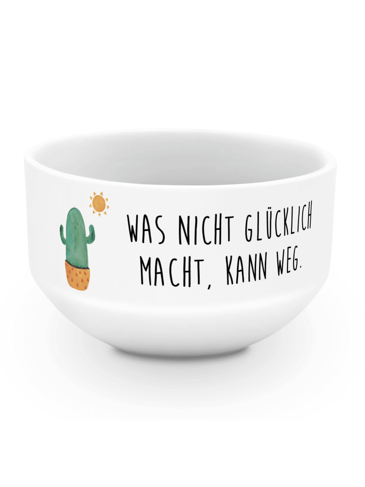 Schale Kaktus Sonne mit Spruch in Weiß