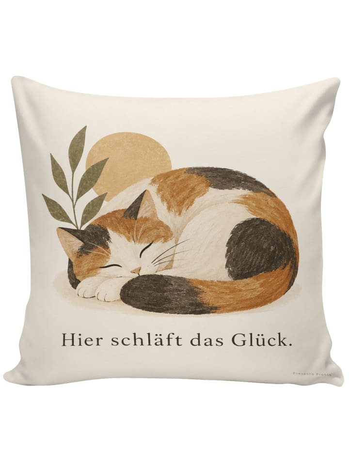 Kissen 40x40 Katze Ruhig Design mit Spruch in Weiß