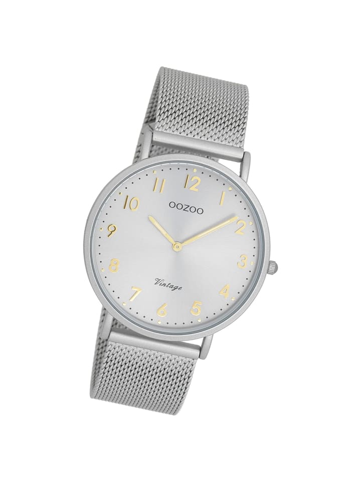 Analog-Armbanduhr OOZOO Vintage Series grau groß (ca. 40mm)