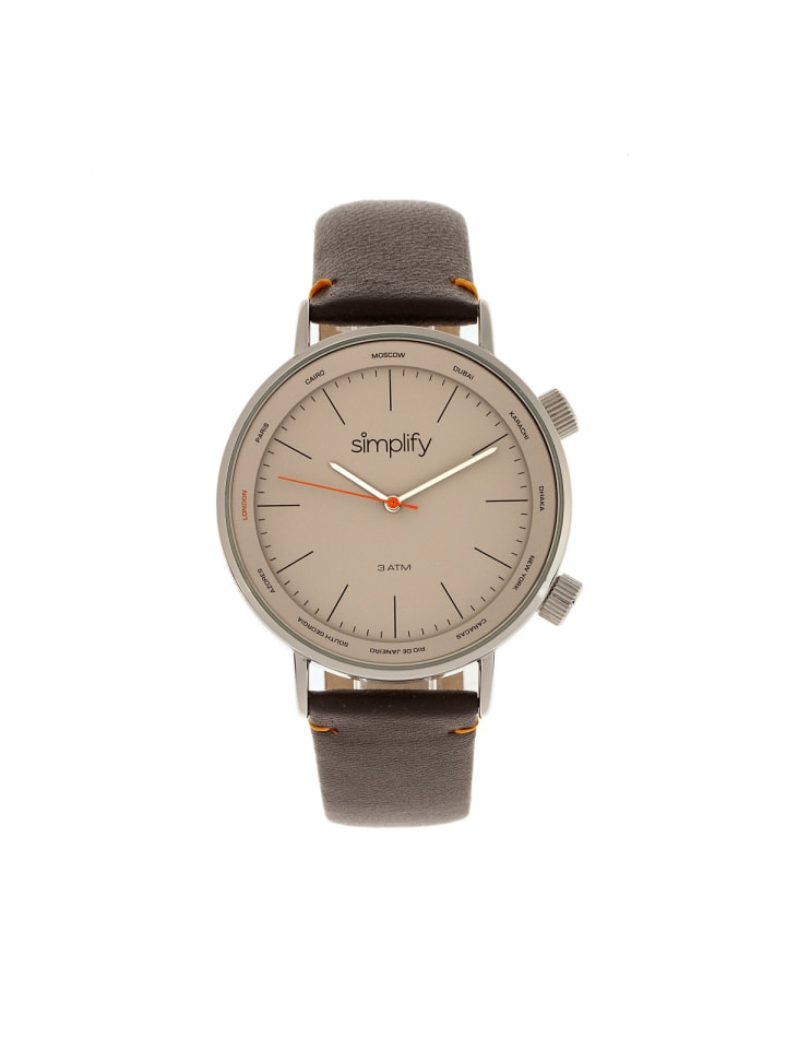 Die 3300 Lederarmbanduhr in Dark Brown/Grey