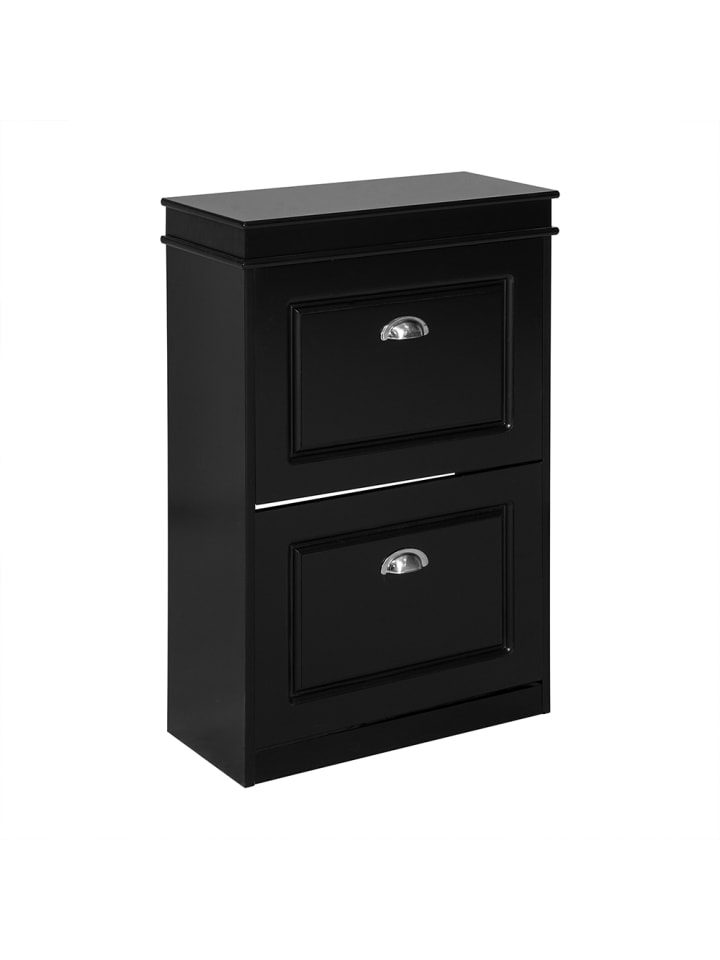 Schuhschrank in Hochglanzschwarz - (W) 24 x (H) 83 x (L) 54 cm