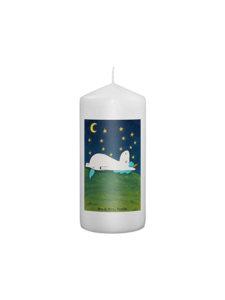Kerze Einhorn Sternenhimmel Design ohne Spruch in Weiß