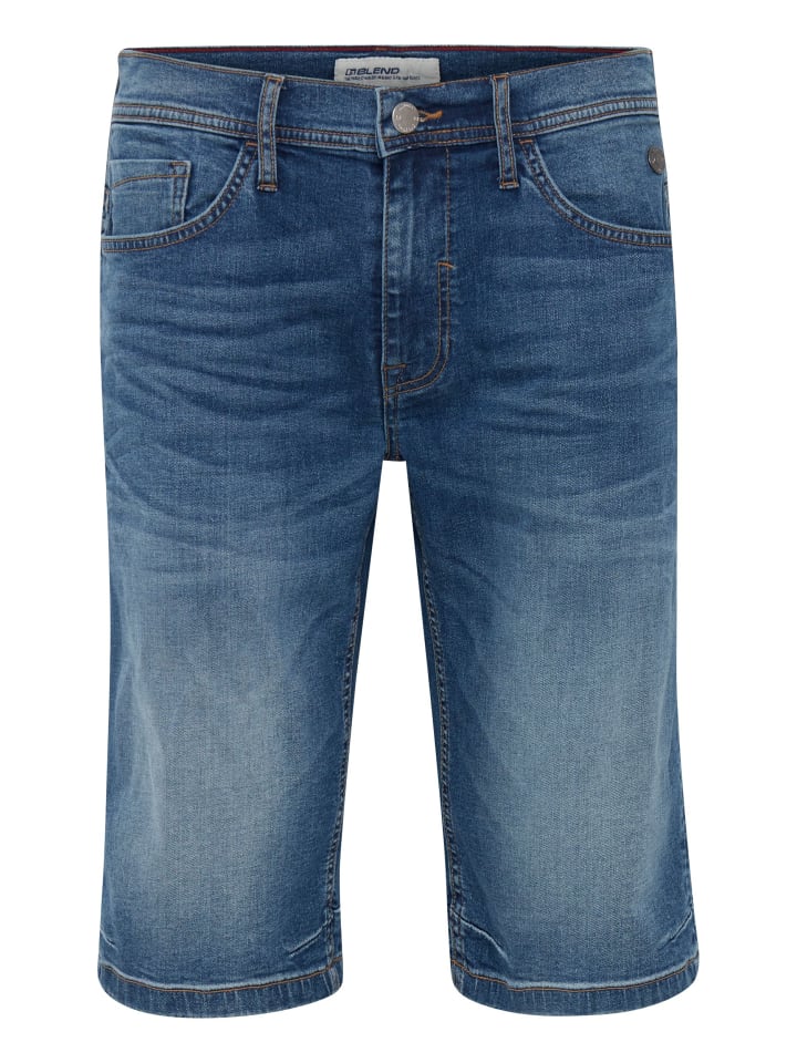 Chino Shorts Kurze Bermuda Hose aus Leinen und Baumwolle in Blau