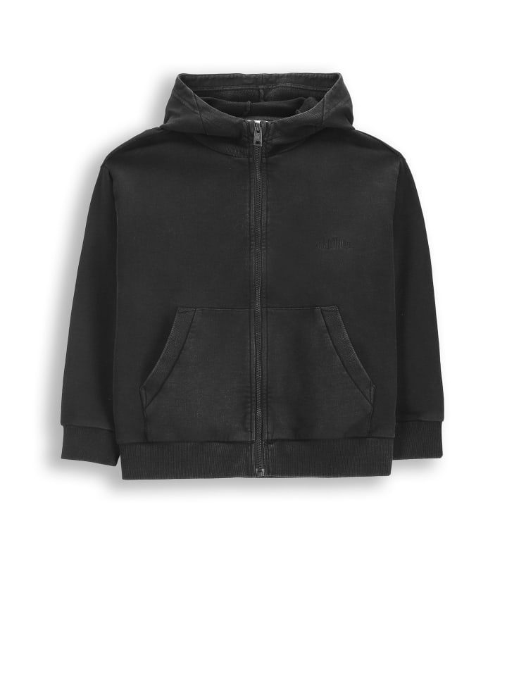 Baumwoll-zipperjacke in schwarzgrau