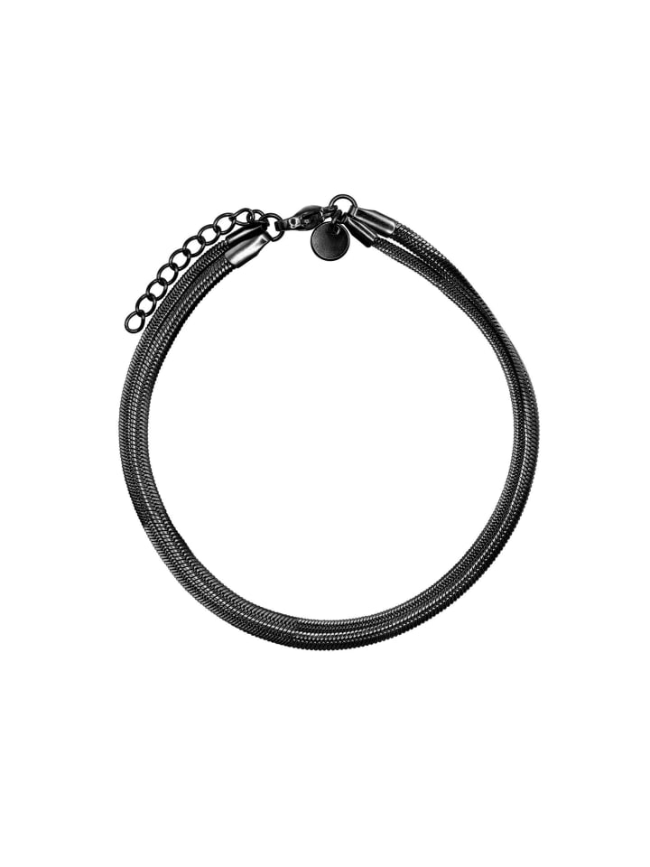 Herrenarmband Eero silberfarben poliert in schwarz