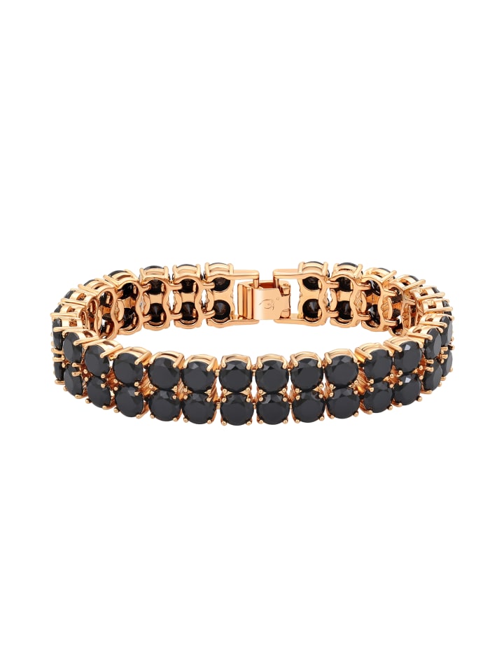 Women Crystal-Studded Bracelet in Rose Gold Black