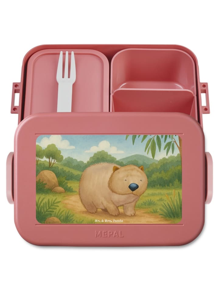Bentobox Wombat Design ohne Spruch in Rot Pastell