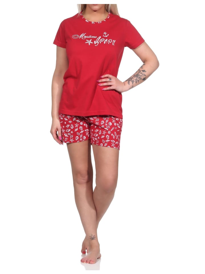 Shorty kurzarm Pyjama - 74014 in rot