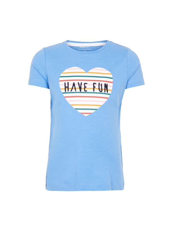 Mädchen Kurzarm-Shirt Print "Have Fun" in Blau