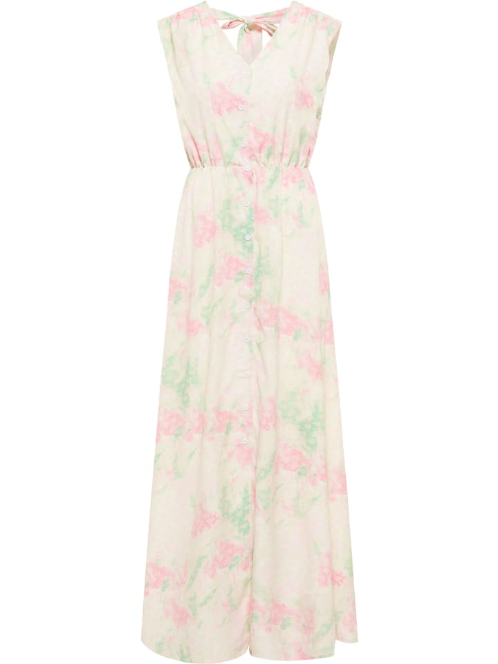 Damen Maxikleid Mit Allover-Print in Rosa Mint