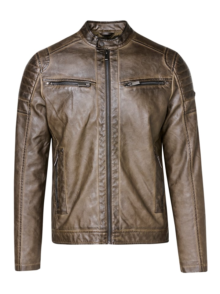 Jacke aus kunstleder. in braun
