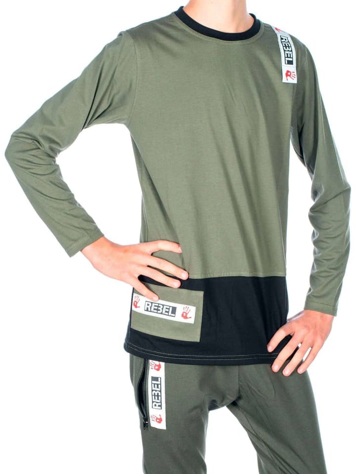 Langarmshirt in Olivegrün