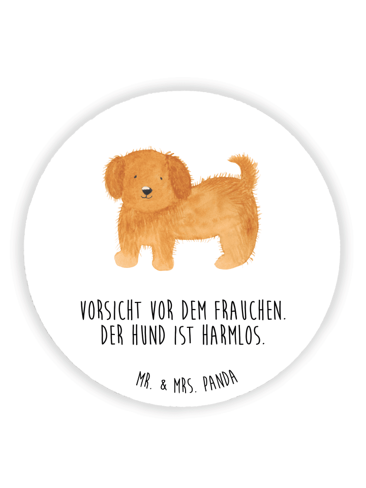 Kühlschrankmagnet Hund Flauschig mit Spruch in Weiß