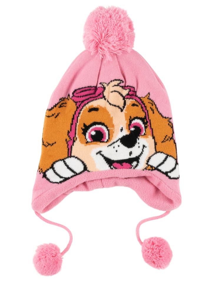 Paw Patrol Strickmütze Skye Wintermütze mit Bommel Mütze in pink