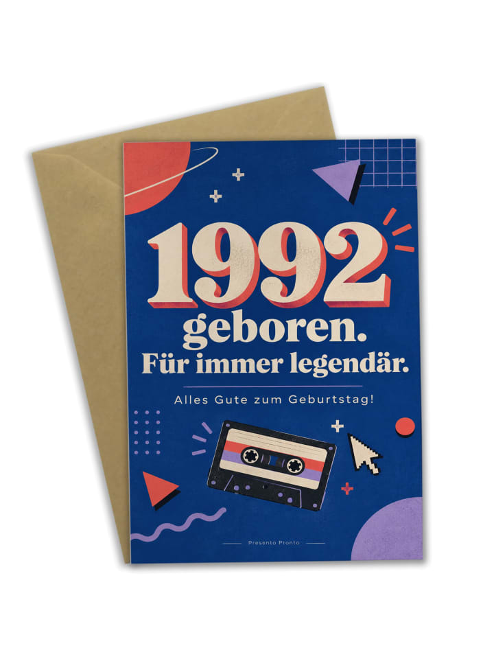 Geburtstagskarte 1992. Geburtstag Zahl legendär... in Weiß