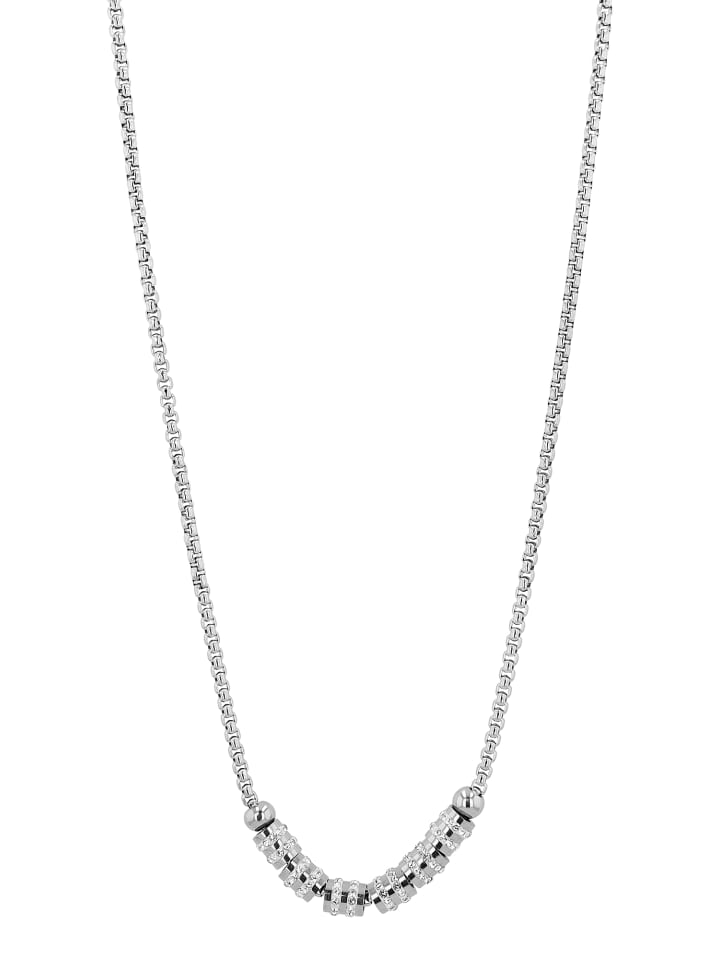 Damen Halskette – Venezianerkette aus Edelstahl mit Perle 45 cm in silber