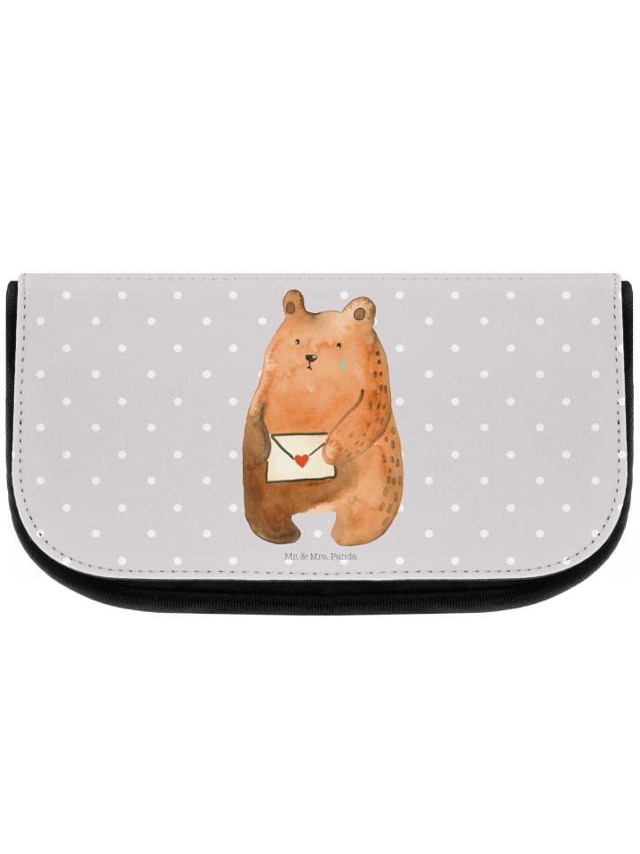 Make-Up Bag Bär Liebesbrief ohne Spruch in Grau Pastell