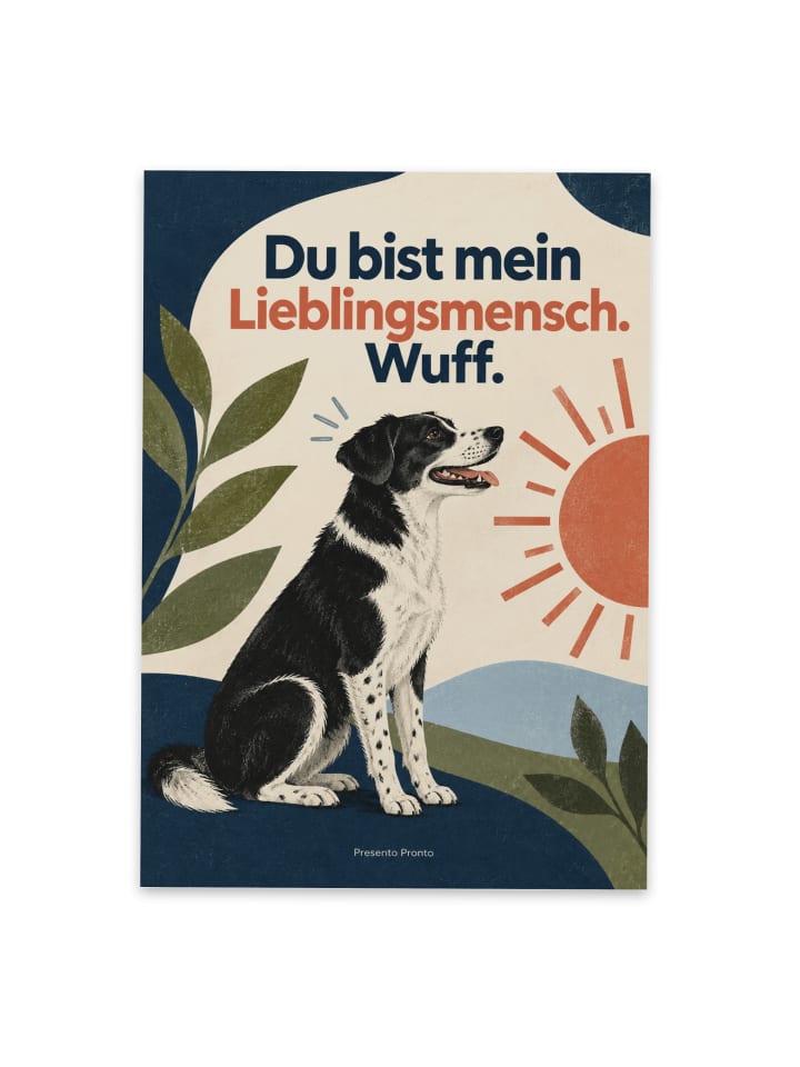 Postkarte Hund modern Design mit Spruch in Weiß