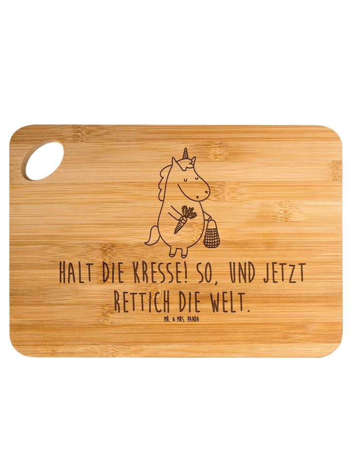 Servierbrett Einhorn Gemüse mit Spruch in Braun