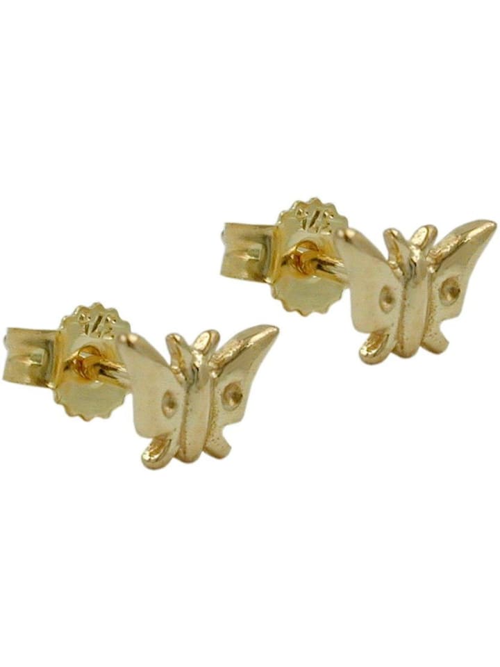 Ohrstecker Ohrring 5x7mm Schmetterling glänzend 9Kt GOLD in gold