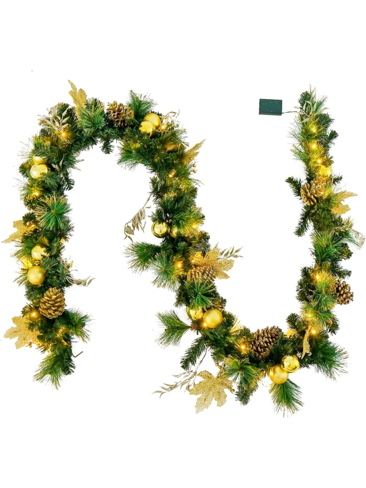 270cm Weihnachtsgirlande mit Beleuchtung in Grün