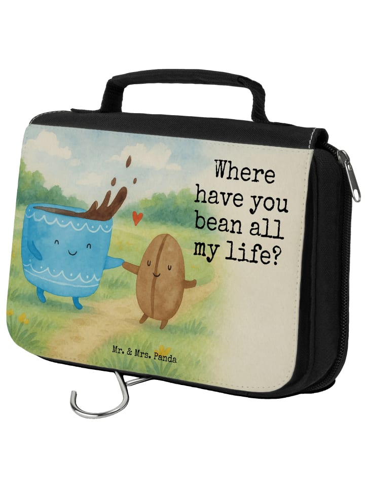 Kosmetiktasche Kaffee Bohne Design mit Spruch in Weiß