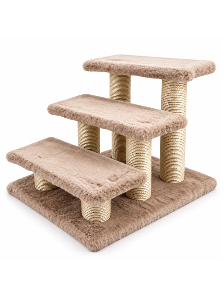 Katzentreppe "3 Stufen" in Creme - (B)45 x (H)34 x (T)35 cm