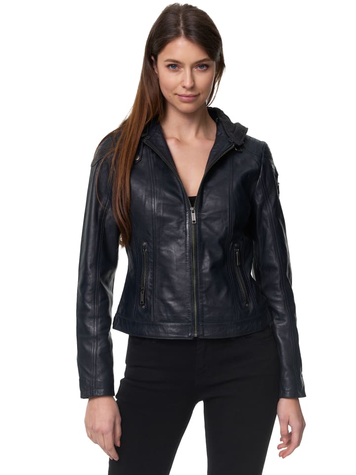 Lederjacke "F503" - in Navy
